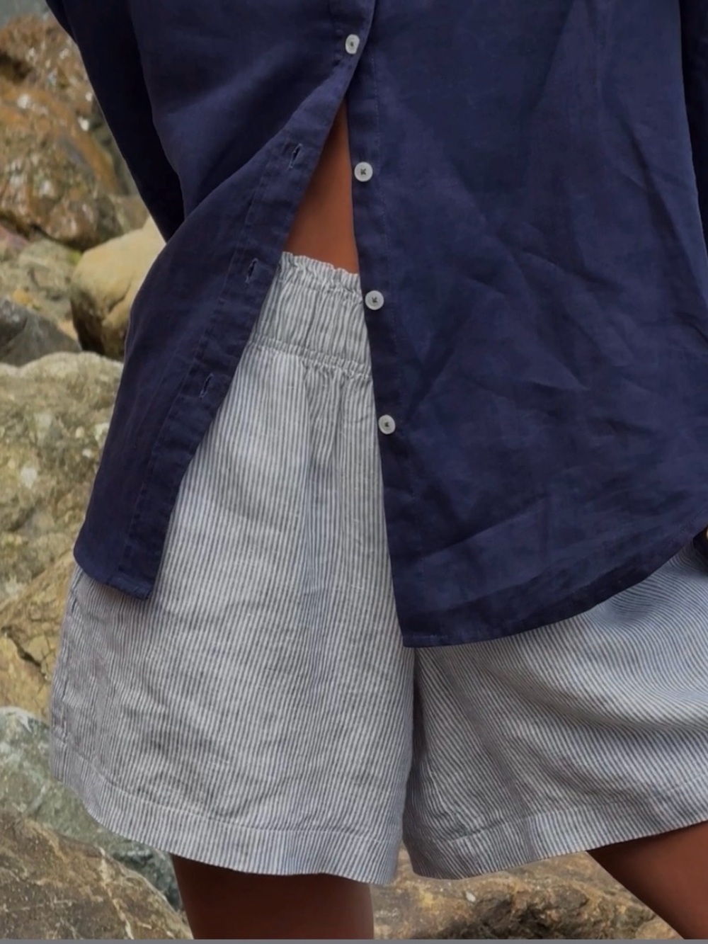 Quince 100% European Linen High Waisted Shorts